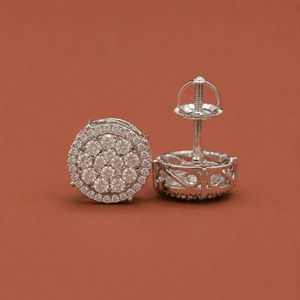 S925 Moissanite Round <b>Halo</b> <b>Earring</b> with Clustered Brilliant Design - Product Image 4