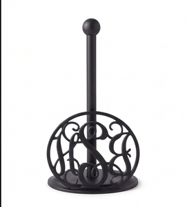 <b>Black</b> Cast Iron <b>Tissue</b> <b>Paper</b> Stand With Monogram Design Tabletop Napkin Holder For Kitchen Dining And Restaurant Use - Product Image 1