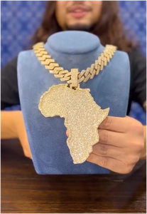 Pendentif Hip Hop Afrique en Argent 925, Moissanite Taille Ronde Sertie, Charmes Pendentifs Tendance qui Passent le Test du Diamant - Product Image 2