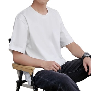 T-shirt homme été, coupe ample, manches courtes, couleur unie, coton lourd 320G, broderie personnalisée avec logo OEM, design imprimé. - Product Image 1