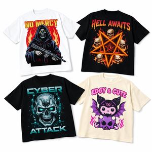 T-shirt Homme Décontracté Streetwear Y2K Rétro Polyvalent Gothique Oversize 100% Coton Respirant Vente en Gros OEM - Product Image 3