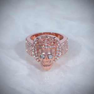 Rose Gold Plated Moissanite <b>Skull</b> Crown <b>Ring</b> 925 Silver Cocktail Band for Party Jewelry Rose Gold <b>Skull</b> Cocktail <b>Ring</b> - Product Image 3