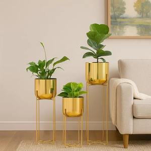 Pot de fleurs moderne en métal pour intérieur et extérieur, jardin, patio, décoration de la maison, résistant à la rouille, durable, conteneur pour plantes - Product Image 3