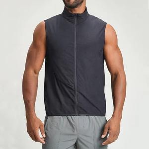 Camisetas sin mangas transpirables para hombre al por mayor con cremallera completa, camisetas de gimnasio sin mangas, chalecos de running con cuello alto, ropa exterior ligera - Product Image 6