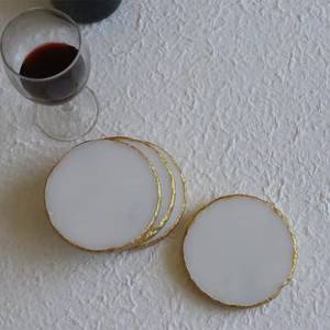 Sous-verres ronds en pierre avec bord doré, design glamour, tapis antidérapants pour la décoration de table - Product Image 2
