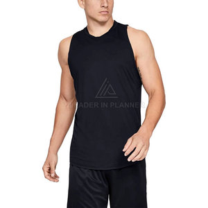 Men's <b>Black</b> Sleeveless Tank Top Solid Color Slim Fit Breathable Quick Dry Lightweight Cotton Knitted Casual Winter Wear - Product Image 1