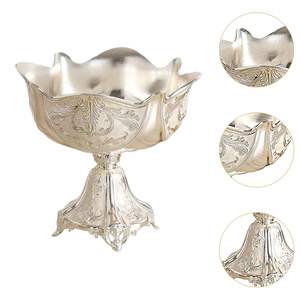 Centro de Mesa para Bodas, Plato para Frutas Plateado, Frutero Decorativo para Arreglos, Eventos, Decoración de Mesa de Salón - Product Image 3