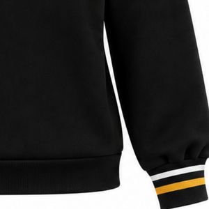 Suéter Negro con Cuello Redondo y Letras Griegas ETP Doradas, Ribete a Rayas Blanco y Dorado, Ropa Personalizada para Hermandades Universitarias - Product Image 3