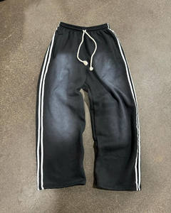 OEM Acid Washed Vintage Flare Sweat Pants Custom Streetwear Embroidered Patch Jogger Lightweight Casual Style Men's <b>Trousers</b> - Product Image 1