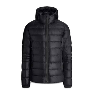 Veste matelassée à capuche noire pour homme, col montant, fermeture éclair, coupe-vent, décontractée, hiver, coupe ajustée, 100% polyester, rembourrage en duvet - Product Image 1