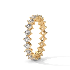 Anillo de Eternidad de Oro Amarillo de 18K con Diamantes Cultivados en Laboratorio, Corte Princesa, con Piedras Ovaladas y Cuadradas, para Mujer - Product Image 2