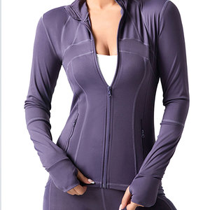 OEM Custom Women's <b>Yoga</b> <b>Jacket</b> Zip up Long Sleeve Sports Top with Thumb Holes Breathable Full Zip <b>Jacket</b> - Product Image 4