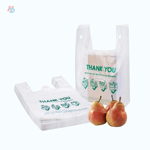 Bolsa Blanca de LDPE Tipo Camiseta con Asa de Chaleco, Biodegradable, con Impresión de Agradecimiento, para Uso Comercial y de Compras - Product Image 1