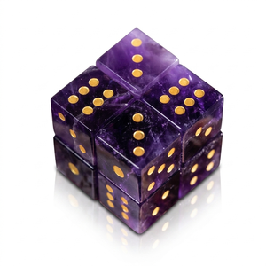 Dés en améthyste naturelle D6, en pierre précieuse, gravés, personnalisés - Product Image 2