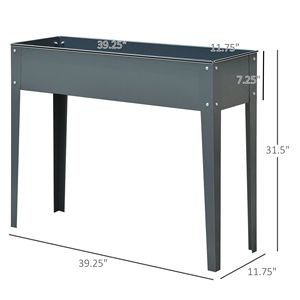 "Sturdy Dark Grey 40" X 12" X 32" Metal Raised Garden <b>Planter</b> <b>Box</b> with Drainage-Durable Outdoor Gardening Solution" - Product Image 3