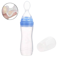 Biberón con Cuchara 2 en 1, Libre de BPA, de Silicona y PP, Dispensador de Alimentos para Bebés, 90 ml, para Puré