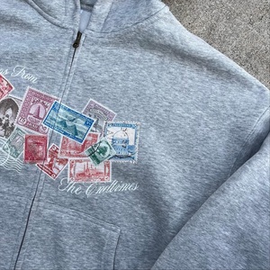Sudadera con capucha y cremallera completa, estilo vintage personalizado con estampado gráfico, de peso pesado, oversize, unisex, estilo urbano, OEM ODM - Product Image 5