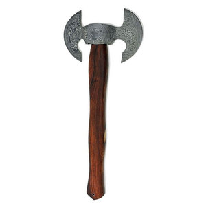 Hache à double tête, outil en acier à motif artisanal traditionnel, avec manche en bois équilibré, pour usage extérieur - Product Image 2