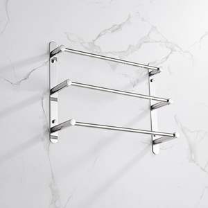 Ensemble d'accessoires de salle de bain en acier inoxydable SUS304 à trois couches, poli à la main, finition miroir, comprend des porte-serviettes - Product Image 2