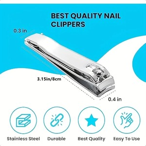 กรรไกรตัดเล็บมืออาชีพแบบกันน้ำกระเซ็น พร้อมตะไบ กรรไกรสแตนเลส และอุปกรณ์สำหรับเล็บเท้า เล็บมือ ใบมีดกว้าง ทนทาน - Product Image 6