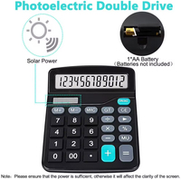 Calculatrice électronique en plastique à fonctions standard, écran LCD grand format 12 chiffres, piles, portable, de bureau, calendrier, usage quotidien basique