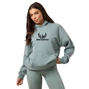 Sweat à capuche oversize vert sauge pour femme, pull en polaire à manches longues, style streetwear décontracté, coupe ample, toucher doux, confort quotidien - Product Image 1