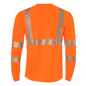 Chemises de sécurité pour entrepôt unisexes en polyester orange haute visibilité de classe 3, réfléchissantes, à séchage rapide, respirantes, à manches longues - Product Image 3