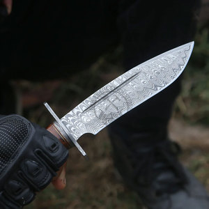 Nouvelle édition personnalisée de couteau de survie ambidextre fait main en acier Damas 1095, couteau de chasse Bowie en bois de rose avec manche en cuir empilé - Product Image 3