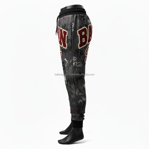 Pantalon de survêtement pour hommes en molleton de coton de qualité supérieure Style Streetwear gris foncé imprimé Graffiti Logo personnalisé broderie pantalons pour hommes lavés - Product Image 5