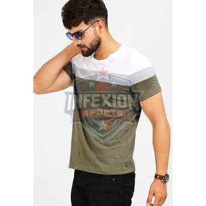 T-shirt à manches courtes pour homme, col rond, tricoté, design uni, vert, blanc, gris - Product Image 2