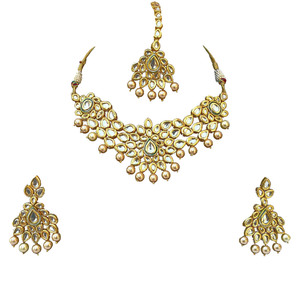 Collier choker indien classique pour femme, pour mariage, fiançailles, anniversaire, fête, vert, cristal traditionnel, Kundan, fausse perle, alliage d'or, cadeau - Product Image 3