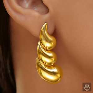 PRAO Golden Drops Studs Boucles d'oreilles pendantes en cascade anti-ternissement - Product Image 4