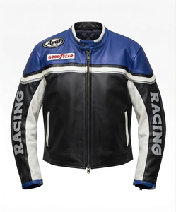 Veste de course en cuir de vachette professionnelle pour homme, sur mesure, pour la conduite sur circuit, avec protection dorsale niveau 2 CE - Product Image 1