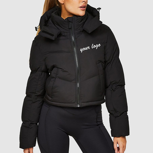 Top Selling <b>Cropped</b> <b>Puffer</b> <b>Jacket</b> High Quality Short Bubble Coat Stylish Warm Winter Outerwear Heavyweight Cotton Embroidery - Product Image 1