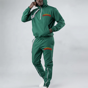 Ensemble survêtement coupe-vent à capuche personnalisé pour homme, veste et pantalon légers et imperméables, OEM - Product Image 1