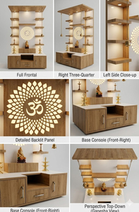 Modern Look Teak Wooden Temple Home Brown Look Modern Designer Handmade <b>Mandir</b> Customized Size Personalized Color India USA - Product Image 6