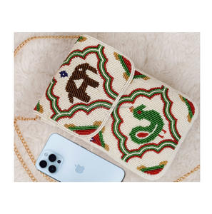 Bolsos de Mano de Algodón Estilo Bohemio para Mujer, Hechos a Mano con Cuentas, con Cierre, Gran Capacidad, para Eventos Nocturnos, Compras, Bolsos de Hombro - Product Image 5