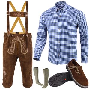 Conjunto Completo de Traje Bávaro para Oktoberfest para Hombre – Combo de Lederhosen - Product Image 1