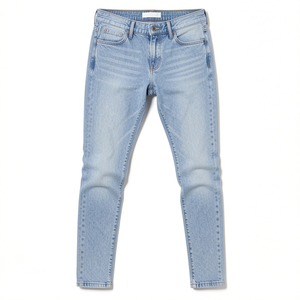 Men's Light Blue Slim Fit <b>Stretch</b> <b>Denim</b> Jeans Skinny Leg Casual Everyday Pants OEM Wholesale Custom Logo Bulk Order Mid Vintage - Product Image 1
