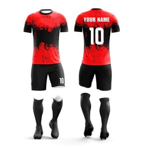 Conjunto de Uniforme de Fútbol Personalizado Rojo y Negro, Camiseta de Fútbol con Nombre y Número Personalizados para Hombres, Equipos Juveniles, Ropa Deportiva al por Mayor - Product Image 6