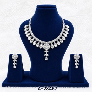 Women's Brass Silver Plated Zinc Alloy <b>Bridal</b> <b>Jewelry</b> <b>Set</b> Zircon Stones Classic Necklace Earrings Ring Wedding Engagement Model - Product Image 2