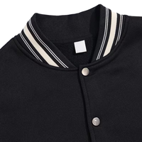 Blouson universitaire en toile pour homme, très demandé, hiver, couleur unie noire, décontracté, en polaire lavée, boutonné sur le devant, taille XS, prix de gros durable