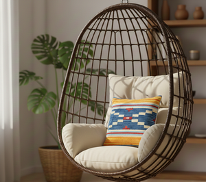 Coussin carré en coton fantaisie tissé à la main, motif floral, fermeture éclair, surpiqûres personnalisables, design moderne, lavable, anti-plis, pour la maison et l'hôtel - Product Image 2