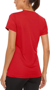 Womens <b>Red</b> Athletic T Shirt Breathable Lightweight Fitness Workout Activewear <b>Top</b> - Product Image 4