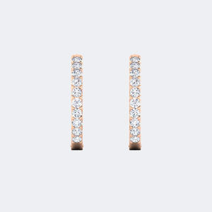 0.35CTW Round Cut Pavé Set Double Row Huggie Hoop Diamond Earrings - Product Image 6