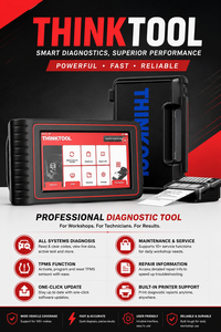 Thinktool Scanner de diagnostic automobile universel, lecteur OBD2 complet, écran LED, connectivité USB, 12-24V SDK Noir - Product Image 4