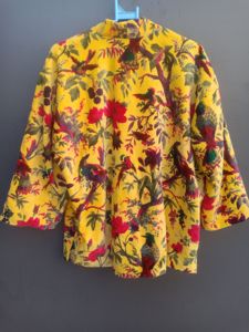 Yellow Floral Print Robe Long Sleeve <b>Belted</b> Kimono Casual Sleepwear Full Length Yellow <b>Red</b> Pattern Summer Wear - Product Image 3