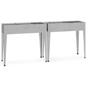 Ensemble de 2 grands pots de fleurs et jardinières décoratifs en acier galvanisé pour la décoration extérieure - Product Image 2