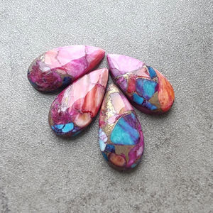 Cabochon de nacre rose véritable calibré en forme de poire |   Pierre naturelle non taillée pour bijoux - Product Image 3