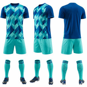 Men Soccer Jersey Set Blue Solid Short Sleeve Moisture Wicking Polyester Others All Seasons <b>Athletic</b> Fit Front Custom Team Name - Product Image 6